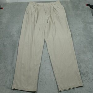 Tommy Bahama Pants Mens 34x31 Brown‎ Silk Pleated Pockets Casual